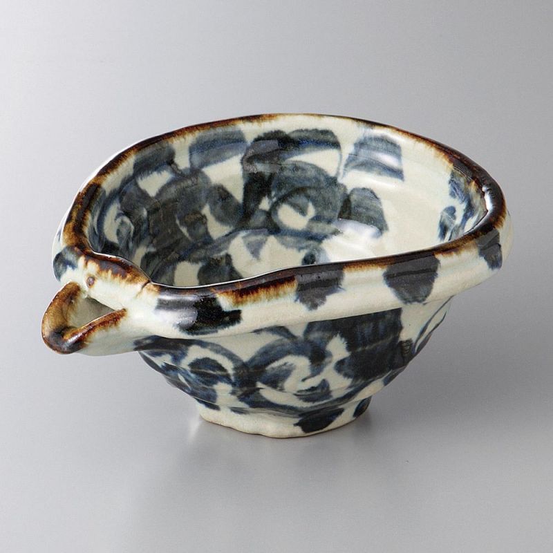 Small Japanese blue arabesque ceramic bowl - AO KARAKUSA