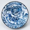 Japanese ceramic ramen bowl in blue with dragon and Mount Fuji pattern - RYU TO FUJISAN