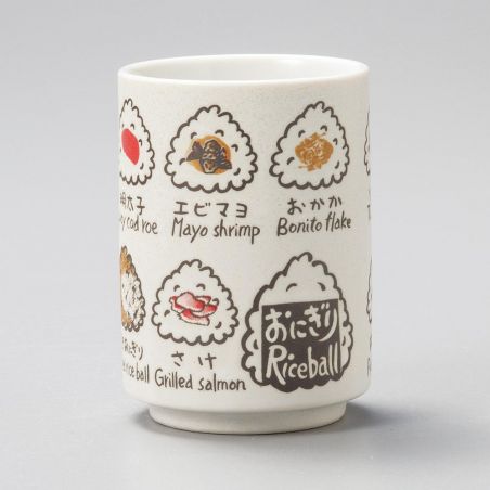 Tasse traditionnelle japonaise à thé avec des dessins de Onigiri sushi- O NIGIRIZUSHI