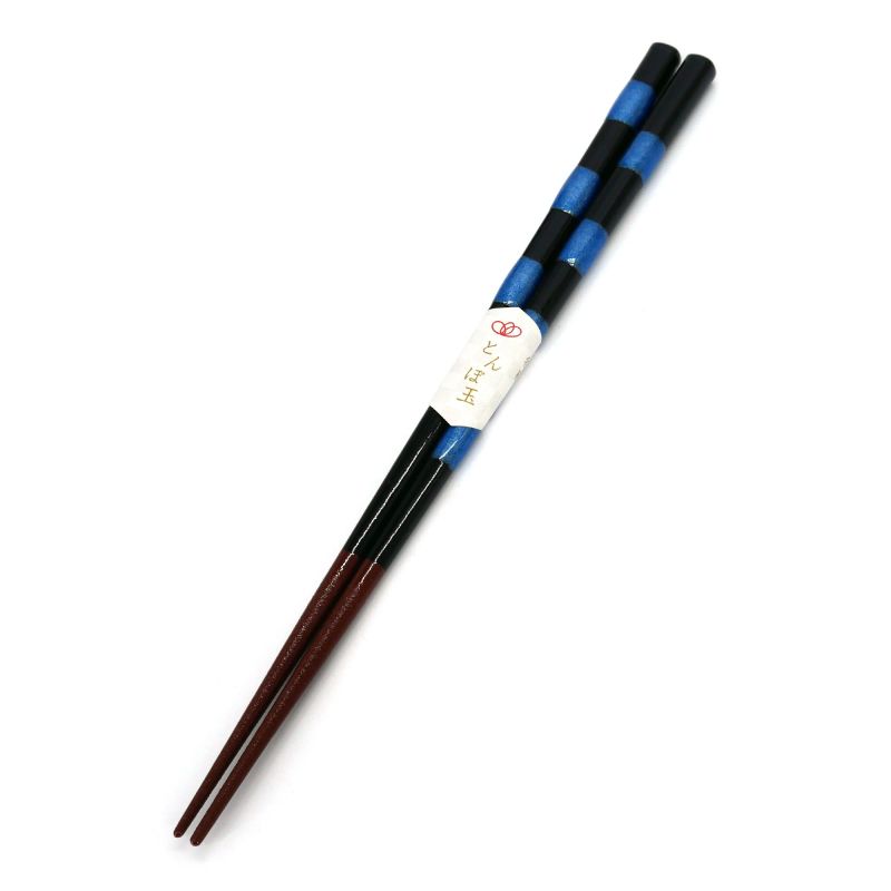 Pair of Japanese chopsticks in red or blue natural wood, WAKASA NURI ICHIBAN, 21 or 23 cm