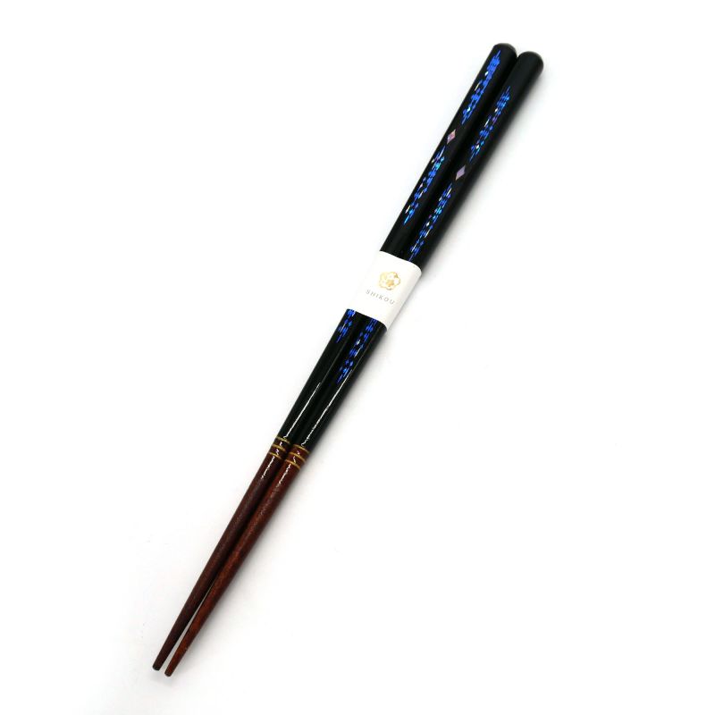 Paar japanische Essstäbchen aus rotem oder blauem Naturholz, WAKASA NURI DAIYANA, 21 oder 23 cm