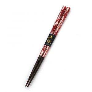 Paire de baguettes japonaises en bois naturel rouge ou noire, WAKASA NURI SUIGETSU, 21 ou 23 cm