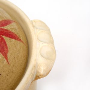 Small Donabe - clay pot for sukiyaki, MOMIJI, autumn leaves