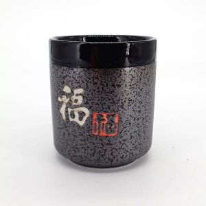 Tazza da tè in ceramica giapponese, nera - KANJI