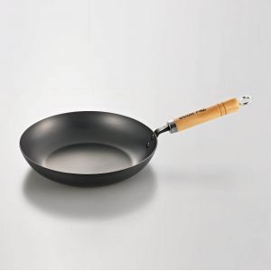 Poêle à frire en acier avec manche en bois, YOSHIKAWA FRYING PAN