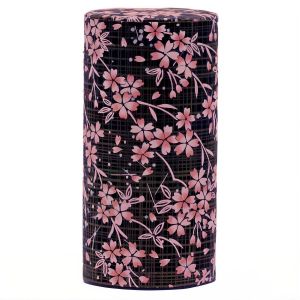 Boîte à thé japonaise noire en papier washi - HANA - 200gr