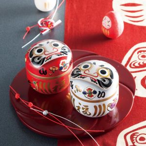 Carrito de té japonés de metal rojo, DARUMA, 150g