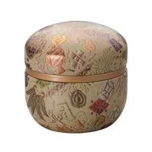 Japanese beige metal tea caddy, SUZUKO TAMAORI, 150 g