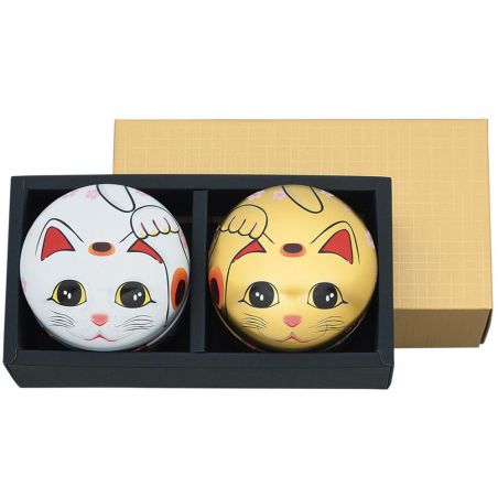 Dúo de botes de té japonés gato redondo, NEKO, 150gr