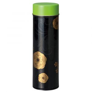 Japanese black and green metal tea caddy - KAKYOKU - 150gr