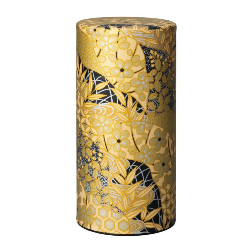 Japanische Dose für goldenen und schwarzen Tee aus Washi-Papier, KOGANE, 200 g