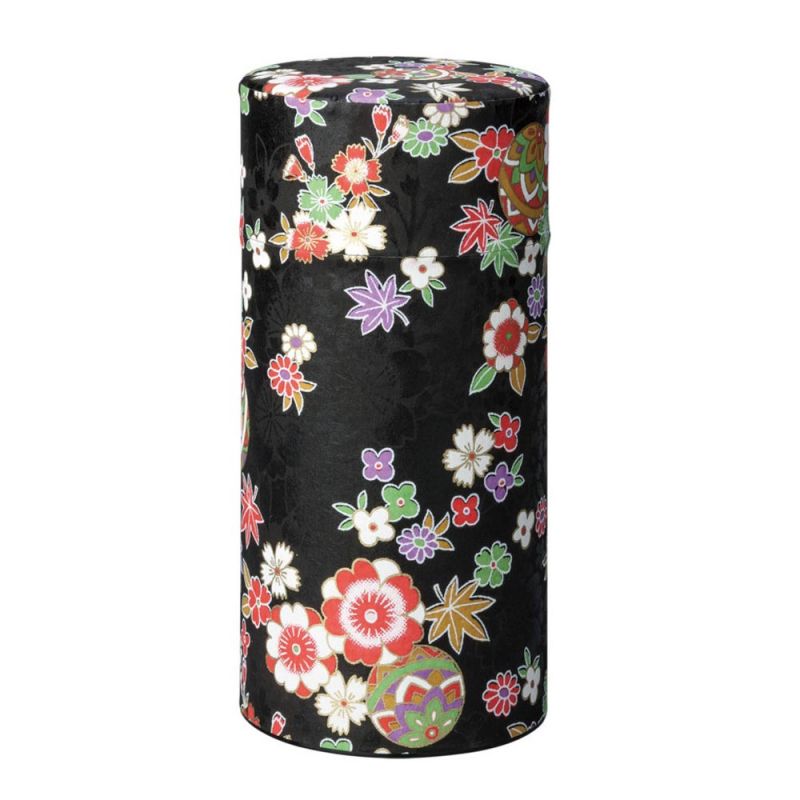 Caja de té japonesa negra en papel washi - HANAYOSE - 200gr