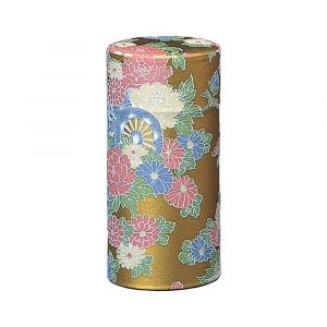 Golden Japanese tea caddy in washi paper, YAYOI GOSHO, 200 g