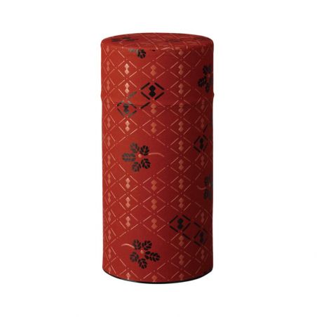 Red and black Japanese tea box in washi paper - AKA SAKURA - 200gr