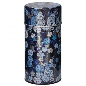 Japanische blaue Metalldose für Tee, Kinran Umezakura, blau, 300 g