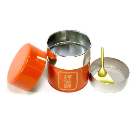 Japanese Orange Metal Tea Box, MATCHA BURUI, 150g