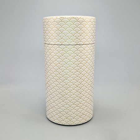 White Japanese tea box in washi paper - KIN SEIGAIHA - 200gr