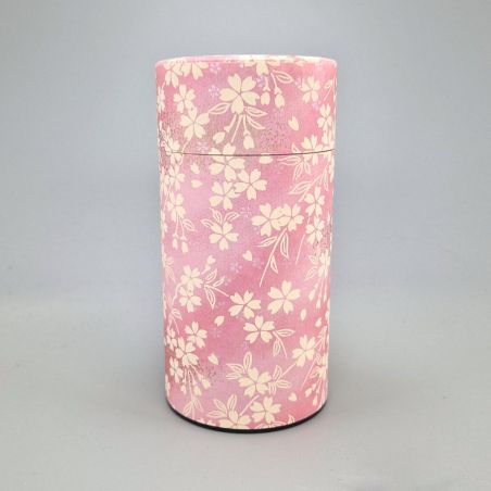 Pink Japanese tea box in washi paper - PINKU - 200gr