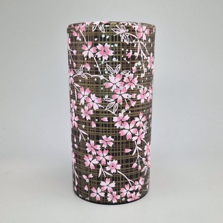 Boîte à thé japonaise noire en papier washi - HANA - 200gr