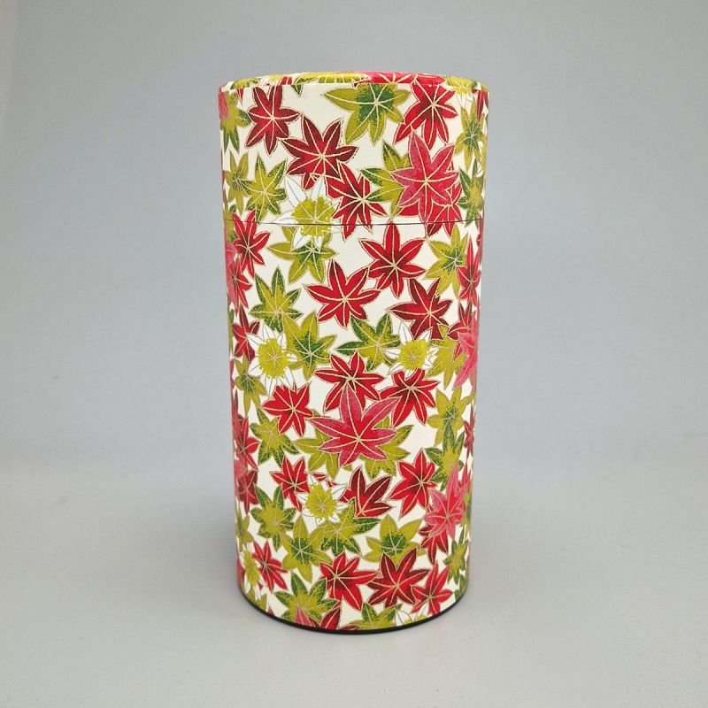 Boîte à thé japonaise rouge et verte en papier washi - AKA MIDORI MOMIJI - 200gr