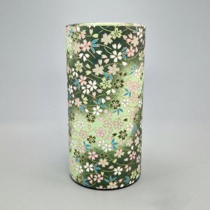 Japanese green tea box in washi paper - HANA MIDORI - 200gr