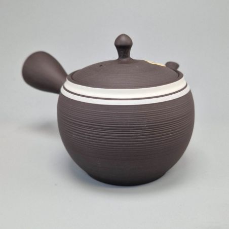 Tokoname Teapot 350cc, Black with White Line