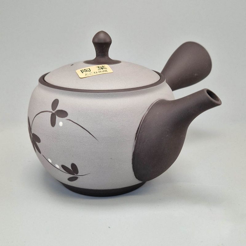 Japanese Tokoname Teapot 350cc - Grey with Black Flowers