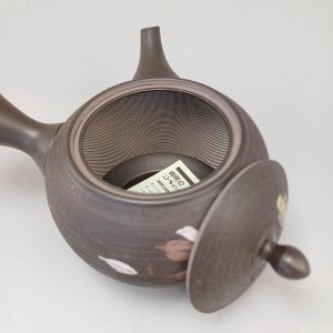 Japanese Tokoname Teapot 600cc Black Sakura - Authentic Japanese Craft