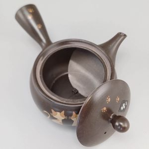 Japanese Tokoname Tea Pot 340cc, Black, Cat Neko Design